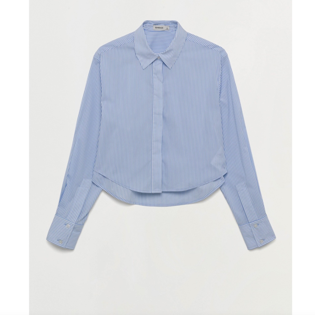 Nwt Simkhai Jonathan Simkhai Renata Cropped Striped Shirt Xs